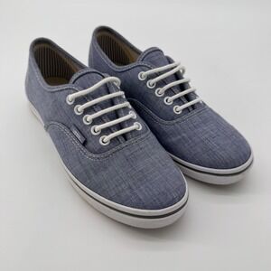 Vans Chambray Denim Lo Pro Sneakers Casual Shoes Blue‎ White US 4.5M/6W